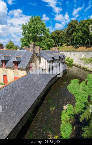 Frankreich, Morbihan, Golf von Morbihan, Vannes, Stadt der Kunst und Geschichte, historisches Zentrum, die Garenne Waschhäuser, die zwischen 1817 und 1821 am rechten Ufer des Flusses Marle erbaut wurden Stockfoto