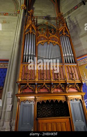 Schweiz, Kanton Genf, Genf, Rue Guillaume-Farel, Kathedrale Saint Pierre, Macchabees-Kapelle aus dem Jahr 1405, Walcker-Orgel Stockfoto