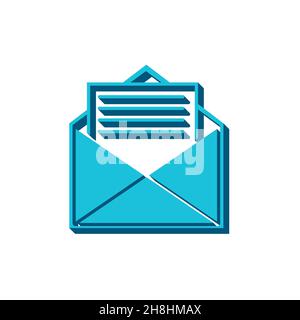 Umschlag mit Vektorsymbol für E-Mail-Zeichen öffnen Stock Vektor