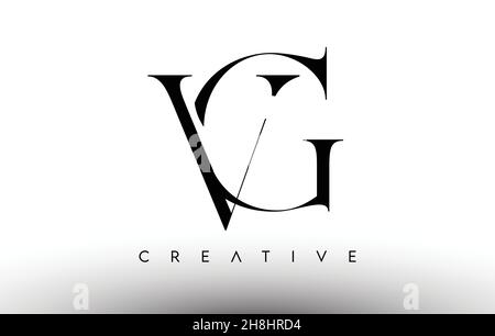 VG Minimalist Serif Modern Letter Logo in Schwarz und Weiß. VG Creative Serif Logo Design Icon Branding Vektor Stock Vektor