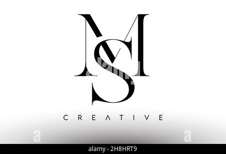 MS Minimalist Serif Modern Letter Logo in Schwarz und Weiß. SM Creative Serif Logo Design Icon Branding-Vektor Stock Vektor