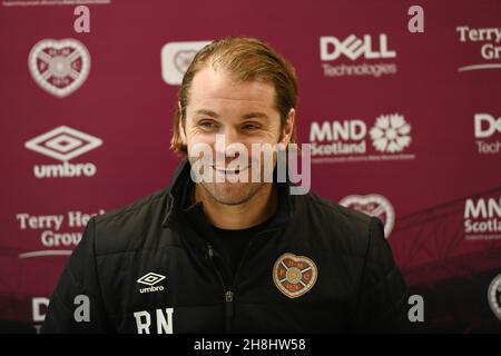 Oriam Edinburgh Schottland .UK . 30th Nov 21 Hearts Manager Pressekonferenz für Celtic Match . Kredit: eric mccowat/Alamy Live Nachrichten Stockfoto