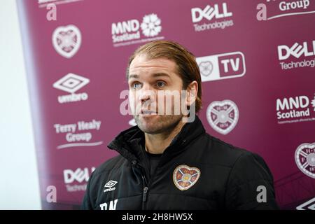 Oriam Edinburgh Schottland .UK . 30th Nov 21 Hearts Manager Pressekonferenz für Celtic Match . Kredit: eric mccowat/Alamy Live Nachrichten Stockfoto