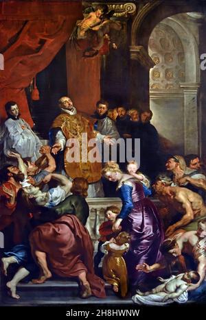 Miracolo di Sant'ignazio - Wunder des heiligen Ignatius von Peter Paul Rubens (1577–1640) Belgisch, Belgien, Flämisch Chiesa del Gesù e dei Santi Ambrogio e Andrea - Kirche Jesu und der Heiligen Ambrose und Andreas Genua Italien Italienisch ( Es wird von den Jesuit seit dem sechzehnten Jahrhundert regiert, Mit sehr reichen Interieurs, enthalten Werke von Peter Paul Rubens, Guido Reni, und die genuesischen Barockkünstler.) Stockfoto