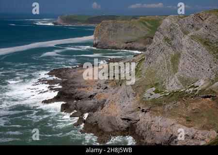 Red Chamber Cliffs, Thurba, Gower Peninsula, Glamorgan, South Wales Stockfoto