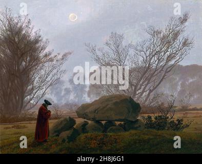 A Walk at Dusk von Caspar David Friedrich (1774-1840), Öl auf Leinwand, c. 1830-35 Stockfoto