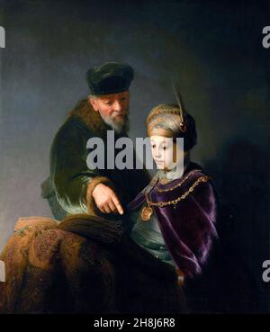 Rembrandt. Gemälde mit dem Titel „Ein junger Gelehrter und sein Tutor“ von Rembrandt van Rijn (1606-1669), Öl auf Leinwand, c.. 1629-30 Stockfoto