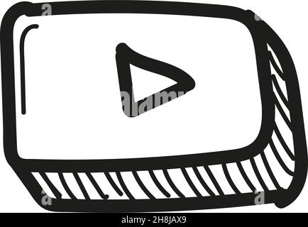 Handgezeichnetes Symbol für die Tastenwiedergabe im Doodle-Stil isoliert Stock Vektor