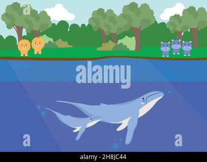 Baby Tiere Illustration von Wald und Meer Stock Vektor