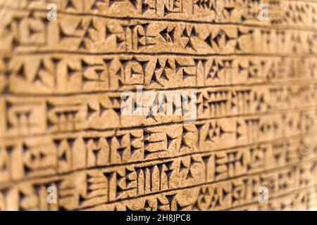 Babylonischen historischen schriftlich Hintergrund. Alte Hieroglyphen der sumerischen und babylonischen Zivilisationen. Archäologische Objekte und Antiquitäten. Hochwertige Fotos Stockfoto