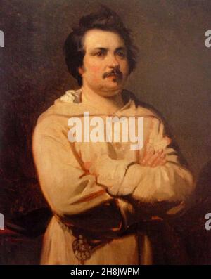 Porträt von Honoré de Balzac (1899-1950), von Louis Boulanger Honoré de Balzac (1799 – 1850) französischer Schriftsteller und Dramatiker. Stockfoto