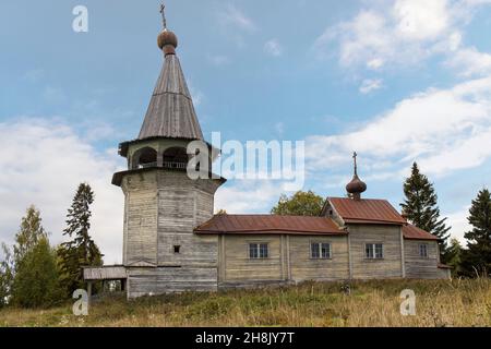 Vegoruksa Kirche St. Nikolaus der Wundertäter . Karelien. Dorf Vegoruksa, Republik Karelia Zaonezhie in Nordrussland, Stockfoto