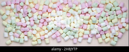 Pastellfarbenes kleines marshmalows Banner Stockfoto