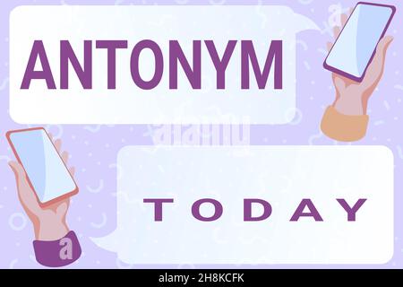 Schreiben mit Text Antonym. Geschäftsidee Wort oder Ausdruck, dessen Bedeutung das Gegenteil von einem anderen Wort ist Abstract Typing Scientific Articles Stockfoto