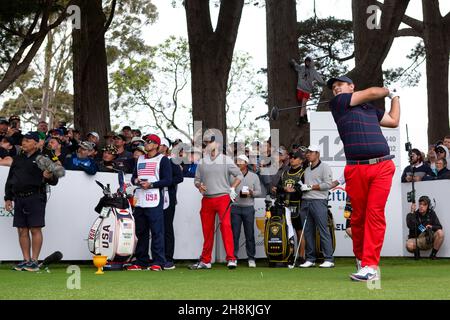 Patrick Reed vom Team USA schlägt in der Runde 3 des Presidents Cup auf dem 12th-Loch ab Credit: Speed Media/Alamy Live News Stockfoto