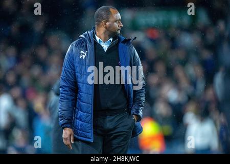 LEEDS, ENGLAND - 30. NOVEMBER: manager Patrick Vieira von Crystal Palace während des Premier League-Spiels zwischen Leeds United und Crystal Palace in der Elland Road am 30. November 2021 in Leeds, England. (Foto von Sebastian Frej) Stockfoto