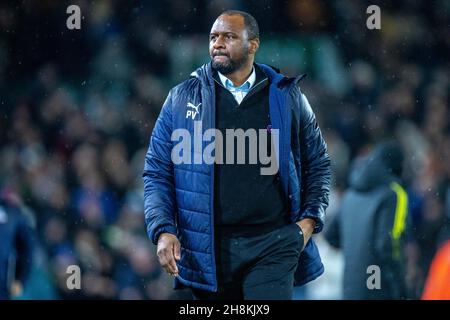 LEEDS, ENGLAND - 30. NOVEMBER: manager Patrick Vieira von Crystal Palace während des Premier League-Spiels zwischen Leeds United und Crystal Palace in der Elland Road am 30. November 2021 in Leeds, England. (Foto von Sebastian Frej) Stockfoto