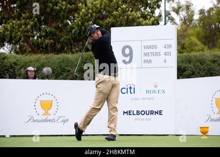 Hideki Matsuyama aus Japan schlägt in der Runde 1 des Presidents Cup aus dem 9th Loch ab Kredit: Speed Media/Alamy Live News Stockfoto