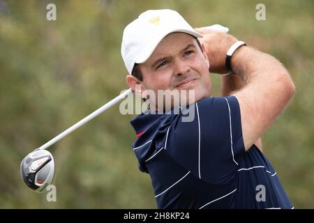 Patrick Reed vom Team USA zieht während des Presidents Cup-Trainings ab Credit: Speed Media/Alamy Live News Stockfoto