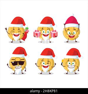 Santa Claus Emoticons mit dalgona Süßigkeiten trefoils Cartoon-Charakter. Vektorgrafik Stock Vektor