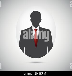 Männliche Person Silhouette. Profilbild mit roter Krawatte. Stock Vektor