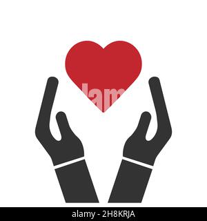 Herz in der Hand-Symbol Stock Vektor
