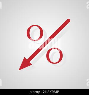 Symbol „Prozent nach unten“. Stock Vektor