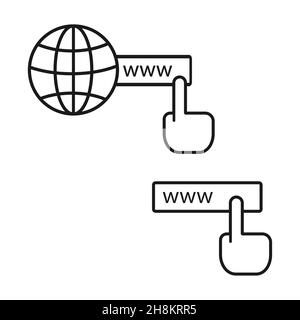 Internetsymbole mit einem auf weißem Hintergrund isolierten Symbol für ein Handsymbol Stock Vektor