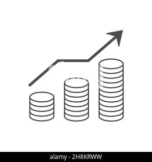 Münzstapel, Symbolvektor für das Geschäftswachstum Stock Vektor