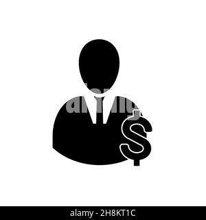 Man-Symbol mit Dollar Zeichen Vektor isoliert auf weißem Hintergrund. Stock Vektor