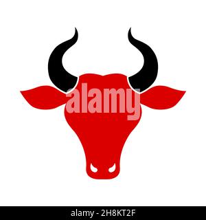 Vektor-Silhouette eines Stiers, Logo mit einem Stierkopf. Kopf eines gehörnten Tieres, Zeichen eines Kalbes. Vector Bullkopf, ruhige Pose. Bulle 2021, Symbol des n Stock Vektor