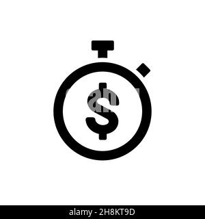 Stoppuhr mit Dollar-Zeichen-Vektor-Symbol-Set für Web-und ui-Design. Dollar Stoppuhr flache Symbole isoliert auf weißem Hintergrund. Zeit ist Geld Geschäft con Stock Vektor