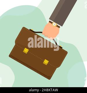 Businessman Hand hält Aktentasche. Vektor-Illustration flach Design Stock Vektor