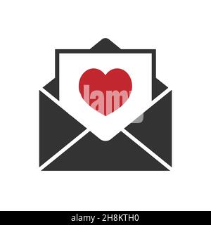 Umschlag mit Herz-Vektor-Umrisssymbol. Liebesbrief-Symbol Stock Vektor