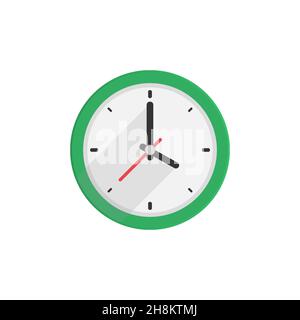 Symbol Uhr, Vector Illustration flache Bauform mit langen Schatten Stock Vektor