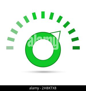 Tachometer-Symbol oder -Zeichen mit Pfeil. Farbenfrohes Infografik-Messelement. Vektor Stock Vektor