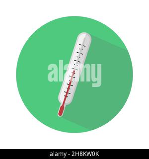 Thermometer-Symbol mit langem Schatten und Vektor-flachem Design Stock Vektor