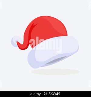 Santa Claus Cartoon roten Hut Silhouette in flachem Stil. Happy New Year Symbol Dekoration template.Merry Weihnachten Kleidung Urlaub Vektor Illustration el Stock Vektor