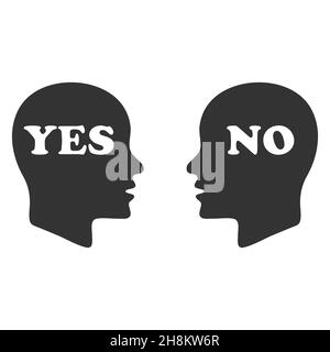 Ja und keine Sprechblase mit menschlichem Kopfzeichen Stock Vektor