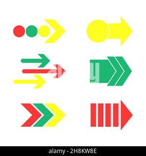 Satz von farbigen Pfeilen Vektor-Flat-Symbol. Stock Vektor