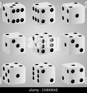 Vektor-Illustration von weißen realistischen Spielwürfeln. Casino Würfel-Symbol. Vektor-Illustration. Stock Vektor