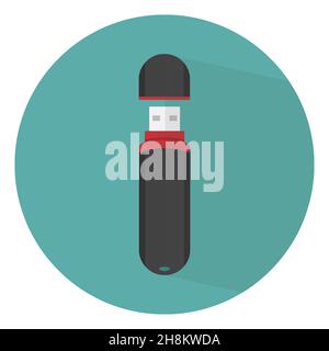 Flaches Flash-Laufwerk-Symbol mit langen Schatteneffekten. Stock Vektor