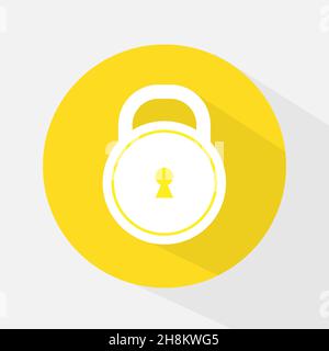 Schlosssymbol. Flaches Design mit langem Schatten Stock Vektor