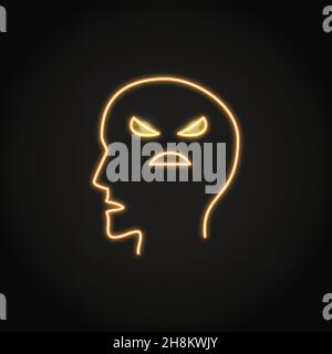 Neon-Psychose-Ikone im Linienstil. Symbol für psychische Erkrankungen. Vektorgrafik. Stock Vektor
