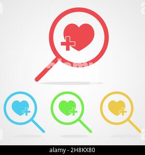 Symbol für Herzsuche. Eines der eingestellten Web-Symbole Stock Vektor