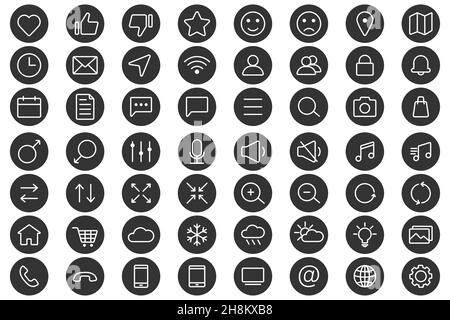 Lineare Web-Symbole. Satz universeller Symbole für Web und mobile Geräte Stock Vektor