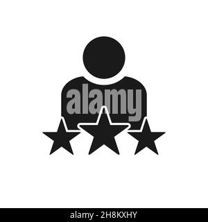 Rating Symbol Silhouette Männer mit Sternen, Beste Mitarbeiter Linie Symbol. Menschen, Team, Star. Personalkonzept. Vektorgrafik Stock Vektor
