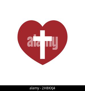 Herz mit Kreuz Kirche Logo Vorlage Vektor-Symbol Stock Vektor