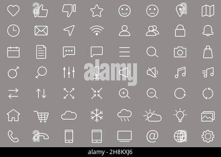 Lineare Web-Symbole. Satz universeller Symbole für Web und mobile Geräte Stock Vektor
