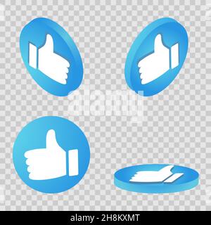 Daumen Sie hoch Symbol. Flache isometrische Symbol oder Logo. 3D Style Piktogramm für Web-Design, UI, Mobile App, Infografik. Vektor-Illustration auf weißem Hintergrund. Stock Vektor